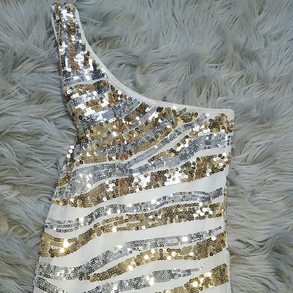 One shoulder sequin top